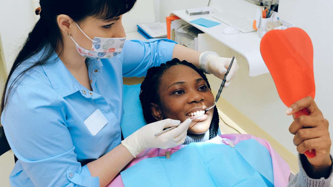 Woman at a dentist