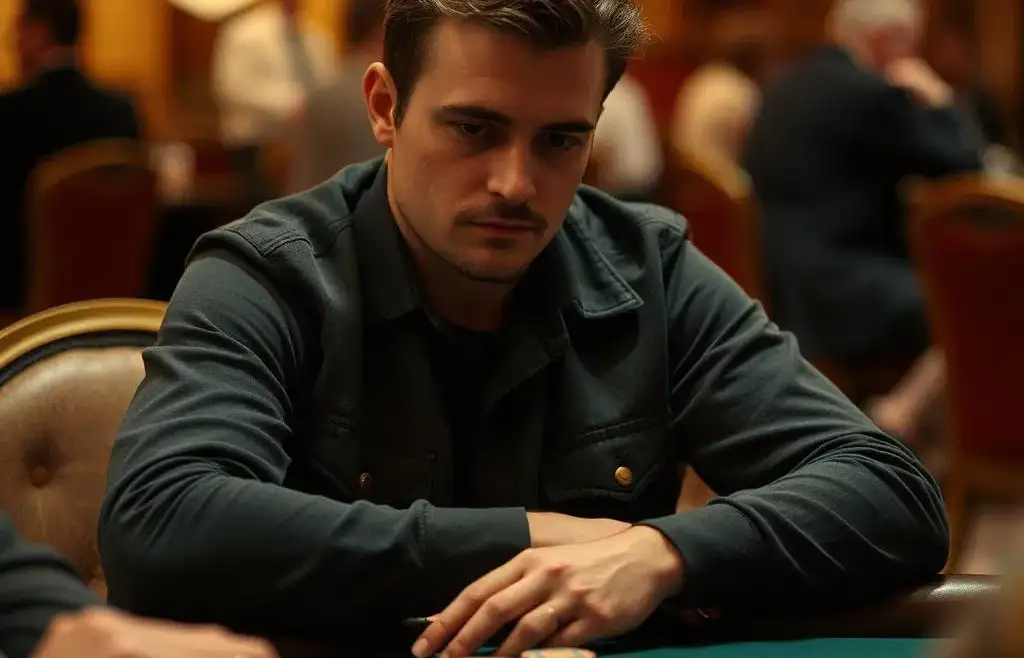 sitting focused at the poker table