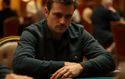 sitting focused at the poker table