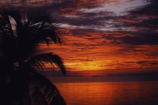 Sunset on island