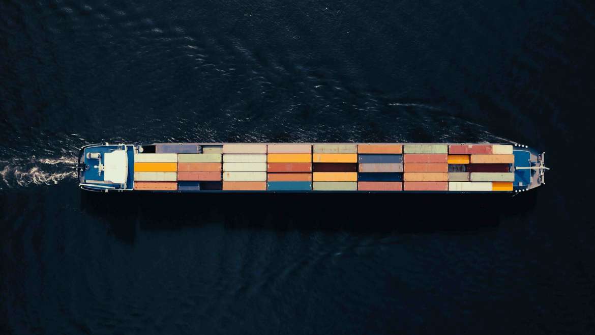 cointainer ship in the ocean