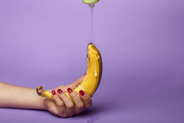 Gel on Banana in woman hand