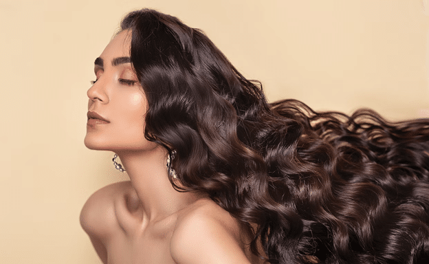 Woman with beautiful long brown hair