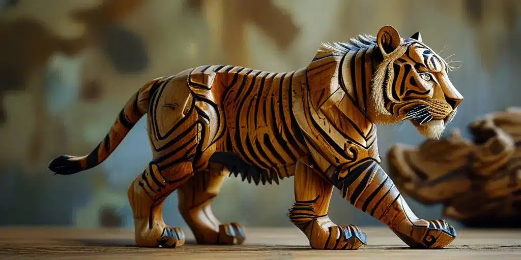wooden animal tiger