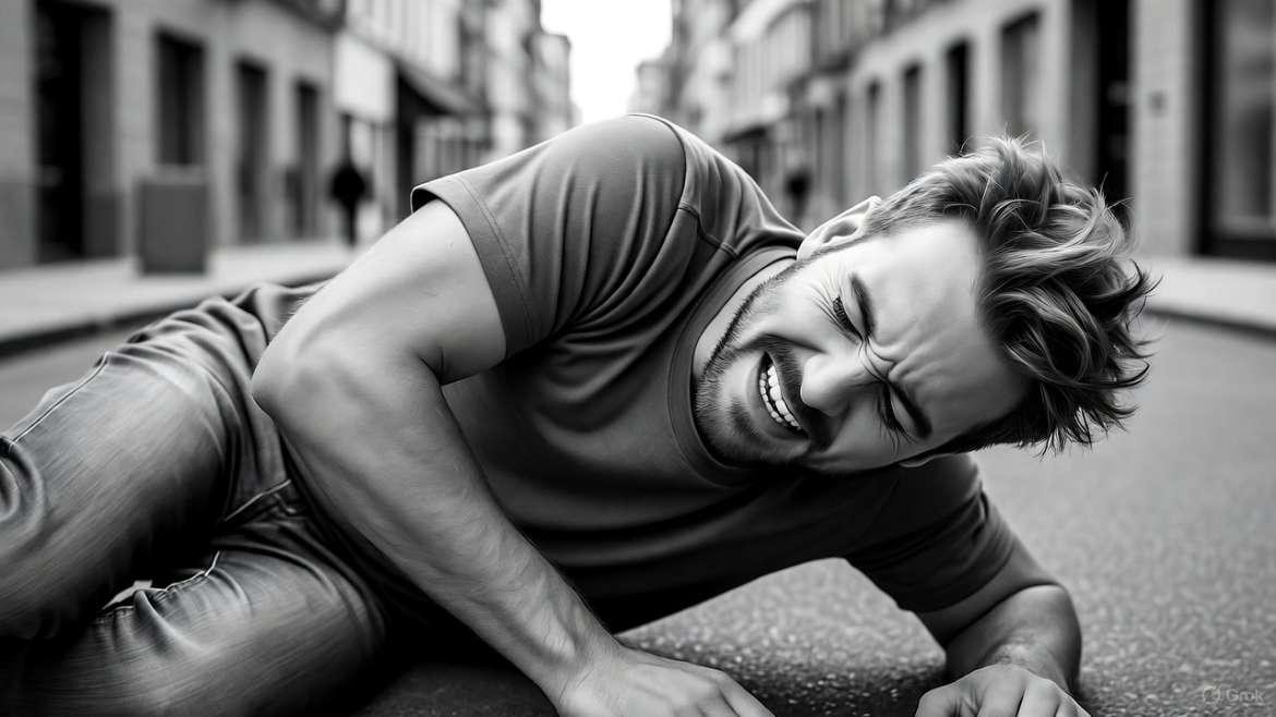 Man on the street with Injury