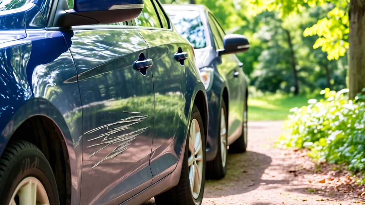 two cars have a small accident