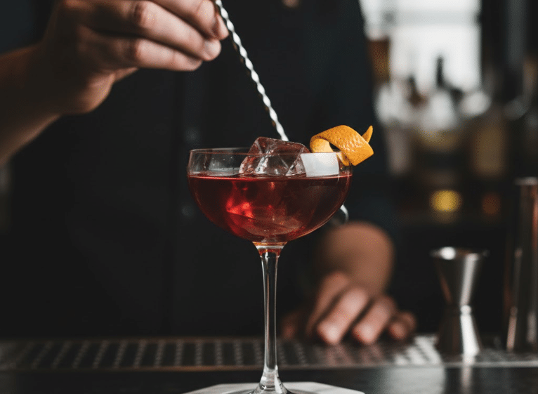serving cocktail