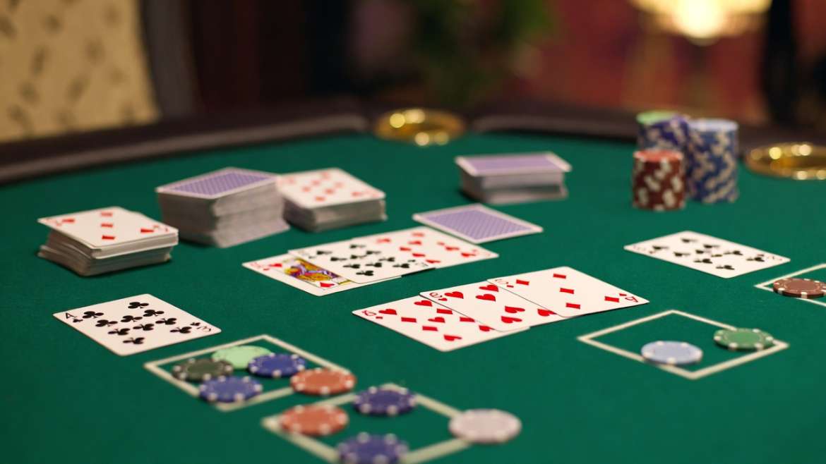 Poker cards on poker table