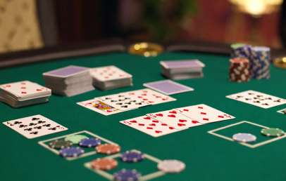 Poker cards on poker table