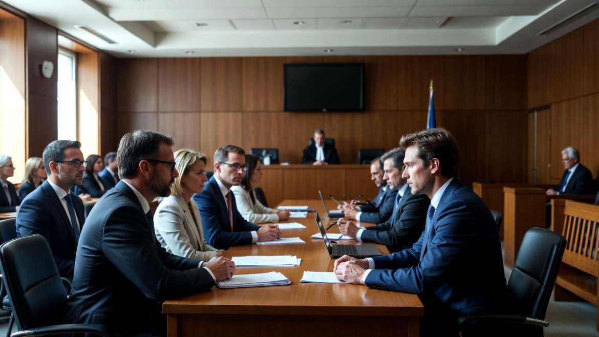 Court room with lawyers