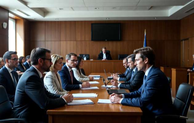 Court room with lawyers