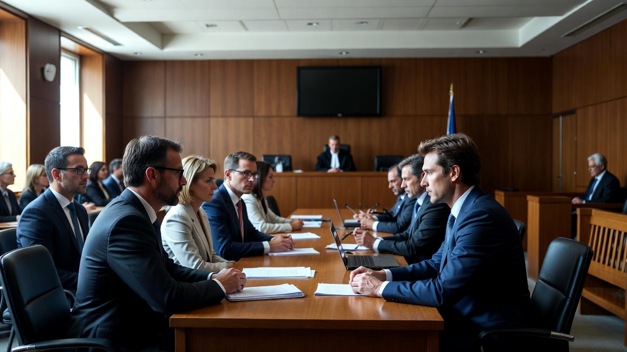 Court room with lawyers