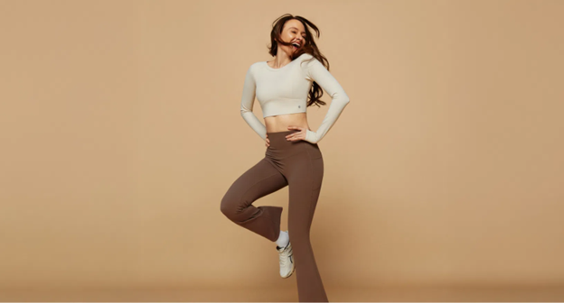 Woman in crossover leggings