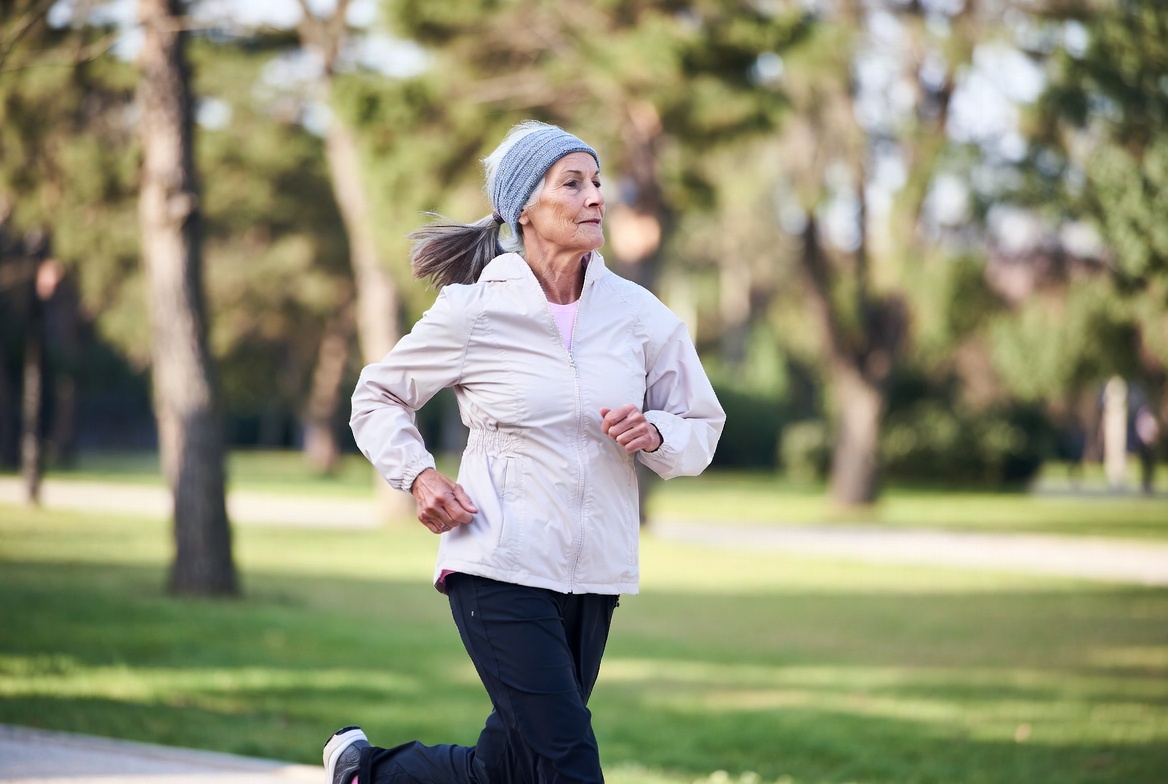 Older woman jogging