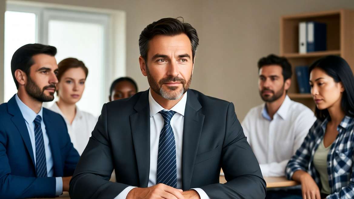 Lawyer with his clients
